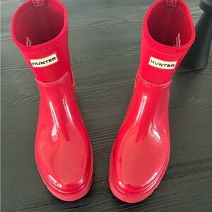 Hunter Glossy Red Rain Boots Worn Once